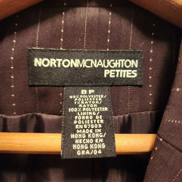 Vintage Norton McNaughton Blazer Womens Petites 8P Brown Pockets Single Breasted - Picture 3 of 8